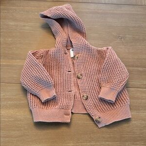 Old Navy knit sweater hooded button front cardigan size 12-18 months